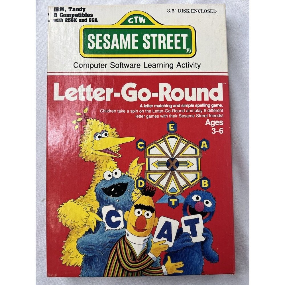 Sesame Street Letter-Go-Round IBM Tandy Computer Game Software W/ Box And Disc